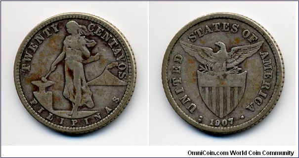 1907S 20 Centavos