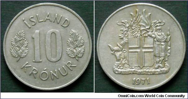 Iceland 10 kronur.
1971