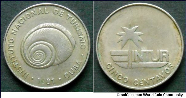 Cuba 5 centavos.
1981 (type 1)