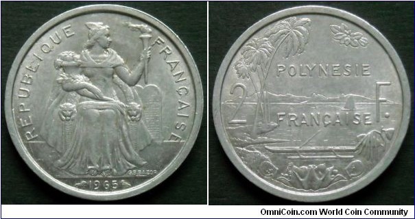 French Polynesia 2 francs. 1965