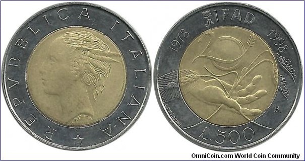 Italy 500 Lire 1998-IFAD 20 Years