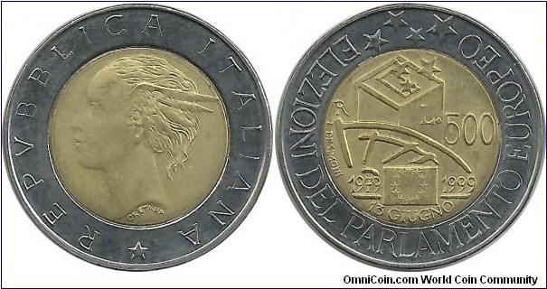 Italy 500 Lire 1999-European Parlimentary Elections