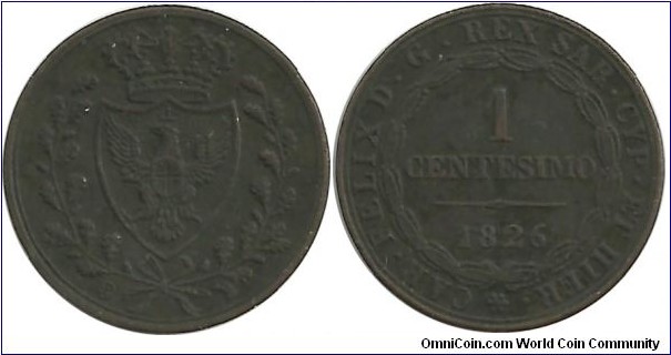 Italy-Kingdom 1 Centesimo 1826 - Emilia KM#1