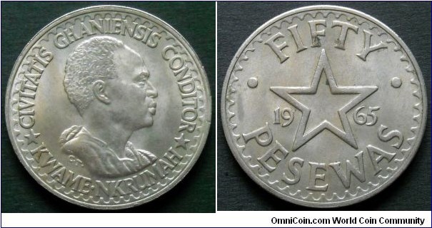 Ghana 50 pesewas.
1965, Kwame Nkrumah