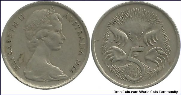Australia 5 Cents 1966
