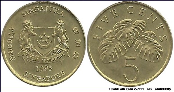Singapore 5 Cents 1995