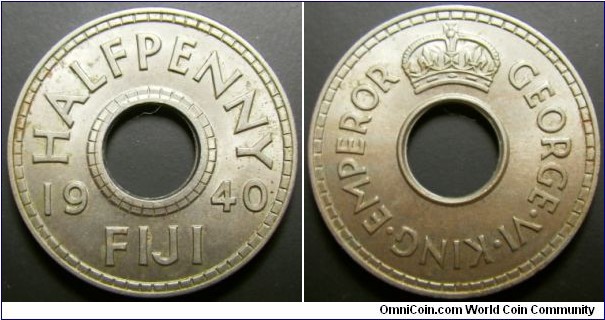 Fiji 1940 half penny. Nice condition.  