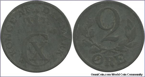 Denmark 2 Ore 1942-Zn