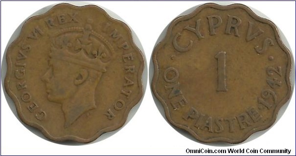 Cyprus-British 1 Piastre 1942