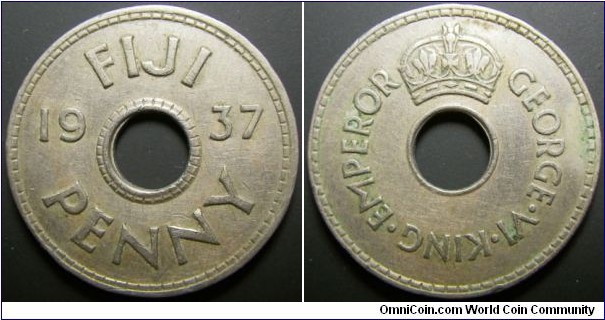 Fiji 1937 1 penny. 