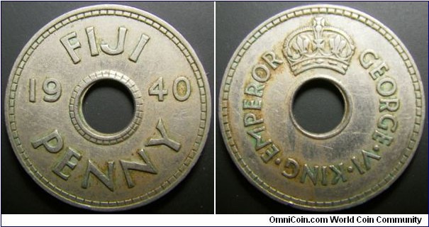Fiji 1940 1 penny. 