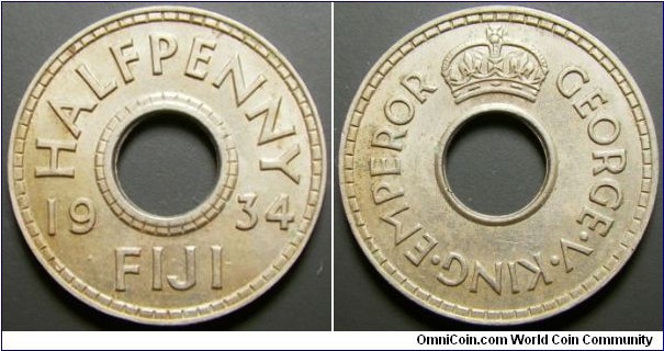 Fiji 1934 half penny. Nice condition. 