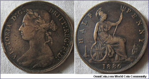 1886 halfpenny F grade