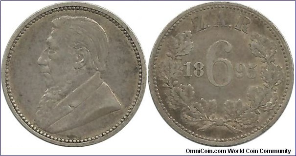 SouthAfrica-ZAR 6 Pence 1895