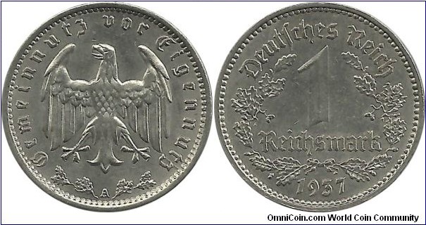 Germany-Nazi 1 Reichsmark 1937A