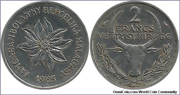 Madagaskar 2 Francs 1965