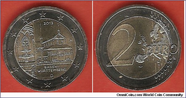 2 euro coin in the series of German regions. This coin represents Baden-Württemberg