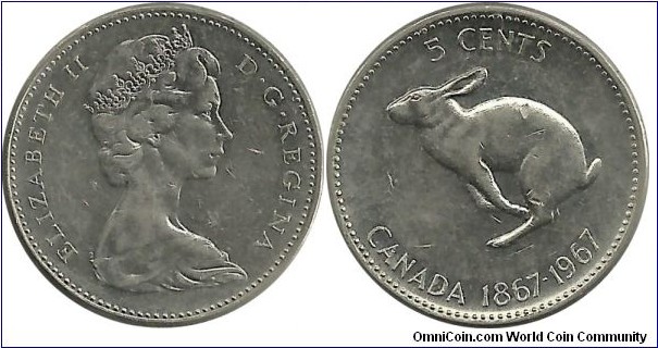 Canada 5 Cents 1967 - 100th Anniversary of Canada