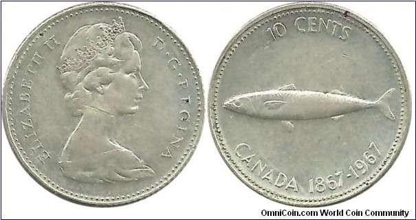 Canada 10 Cents 1967 - 100th Anniversary of Canada
