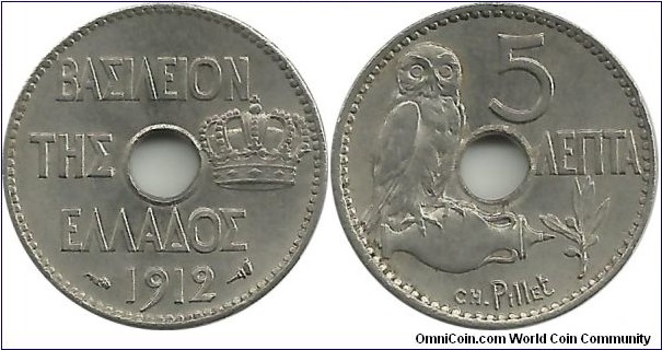 GreeceKingdom 5 Lepta 1912
King George I(1863-1913)