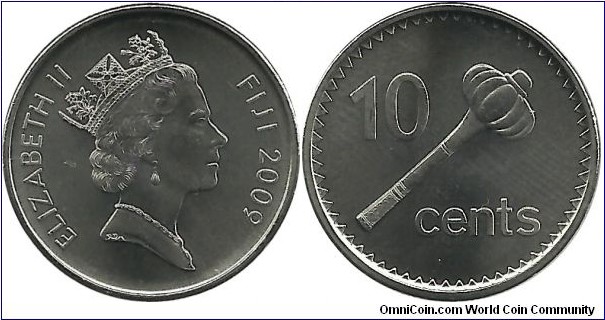 Fiji 10 Cents 2009 - reduced