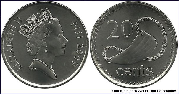 Fiji 20 Cents 2009 - reduced