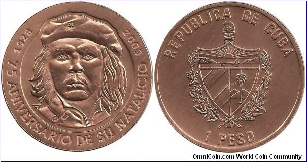 Cuba 1 Peso 2003 - 75th Birth Anniversary of Ernesto Che Guevara(Cu)