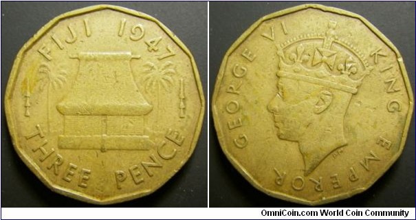 Fiji 1947 3 pence. 
