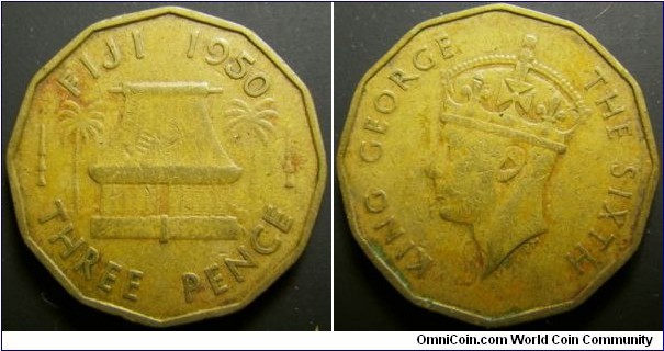 Fiji 1950 3 pence. 