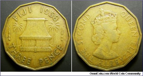 Fiji 1958 3 pence. 
