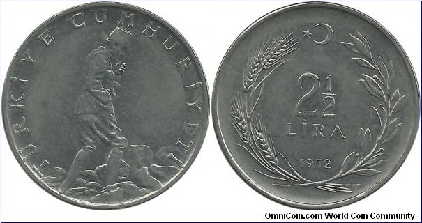 Turkey 2½ Lira 1972