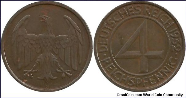 Germany-Weimar 4 Reichspfennig 1932G