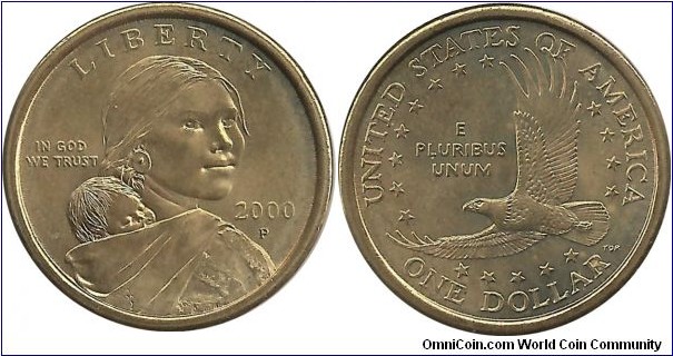 USA 1 Dollar 2000P (Sacagawea dollar)