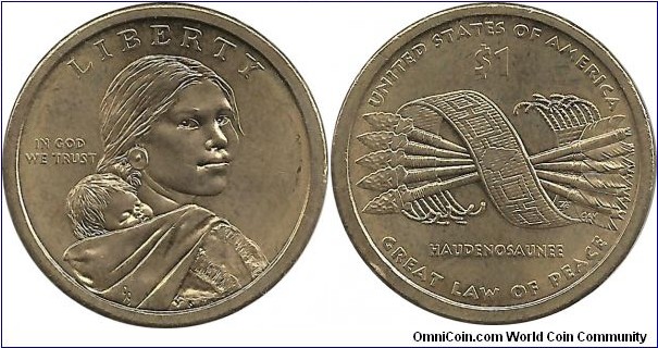 USA 1 Dollar 2010P - Native American serie: Great Law of Peace