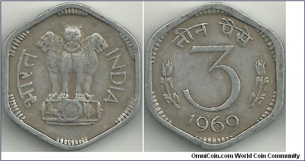 India-Republic 3 Paise 1969(C)