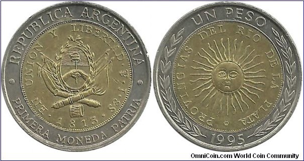 Argentina 1 Peso 1995 KM#112.3 , Mint: U.Kingdom