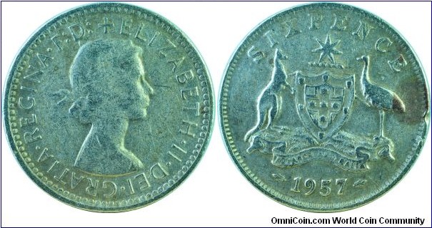 Australia6Pence-km58-silver-1957