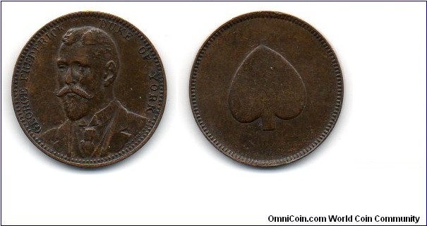 George Frederick Duke of York Token, Spade design on Reverse. Anyone have further information on this coin please let me know, thanks