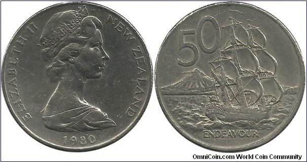 NewZealand 50 Cents 1980