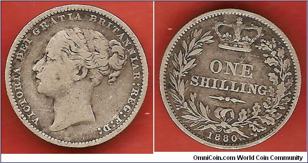 1 shilling struck in 0.925 silver