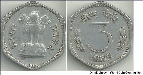 India-Republic 3 Paise 1965(B)