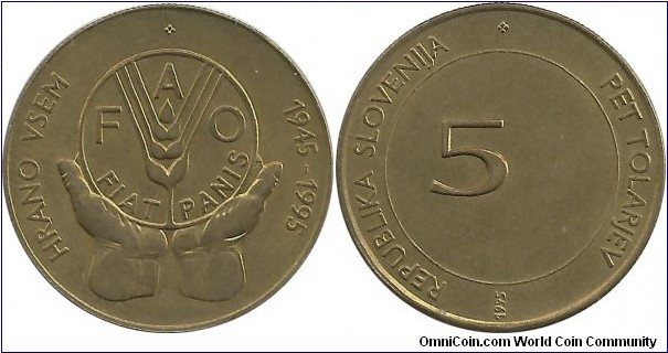 Slovenia 5 Tolarjev 1995-FAO 50th Year