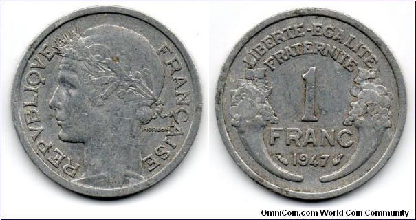 1 Franc, 1947, Beaumont mint