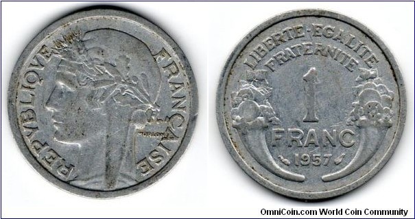 1 Franc, 1957, Beaumont mint