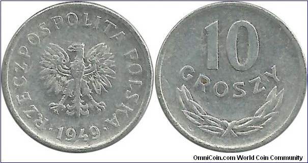 Poland 10 Groszy 1949-Al