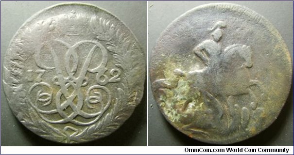 Russia 1762 2 kopek. Scarce year? In a nicer condition. Weight: 18.14g. 
