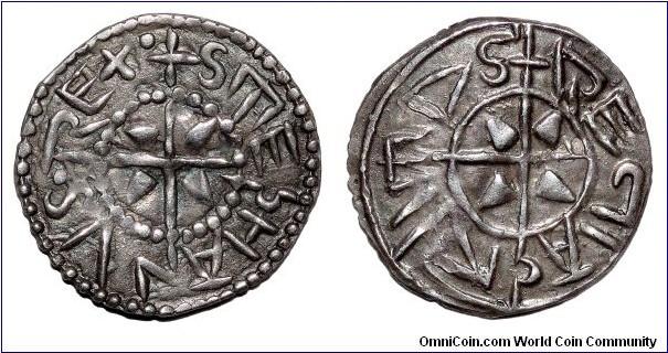 HUNGARY (KINGDOM)~AR Denar 1000-1038 AD. Under King: Stephen/István Árpád I~Saint Stephen. First king of Hungary. *RARE*