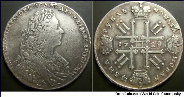 Russia 1729 1 ruble. Weight: 23.14g. 