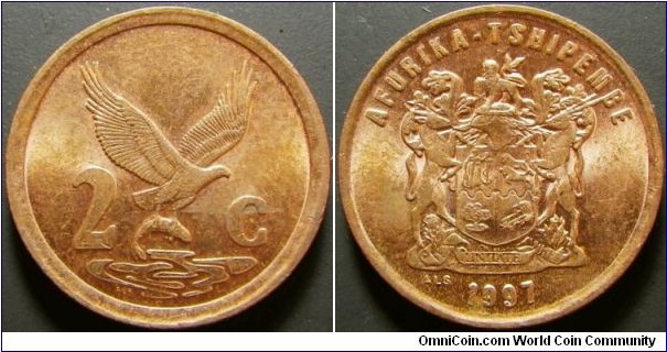 South Africa 1997 2 cents. Weight: 3.00g. 