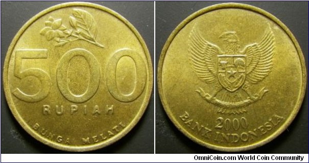 Indonesia 2000 500 rupiah. Weight: 5.24g. 